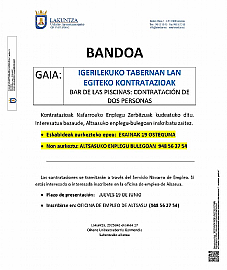 CONTRATACION PARA EL BAR DE LAS PISCINAS