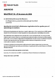 APROBACION INICIAL DE LA ORDENANZA REGULADORA DE LAS AYUDAS PARA EL APRENDIZAJE DEL EUSKERA