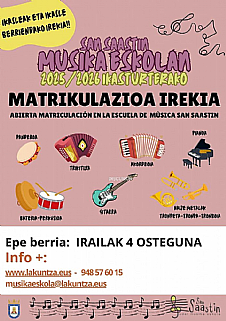 MUSIKA ESKOLAKO MATRIKULAZIO EPEA IREKITA